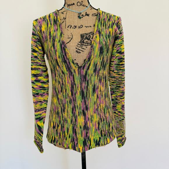 Made in Italy Boutique Deep V Neck One of a Kind Silk...